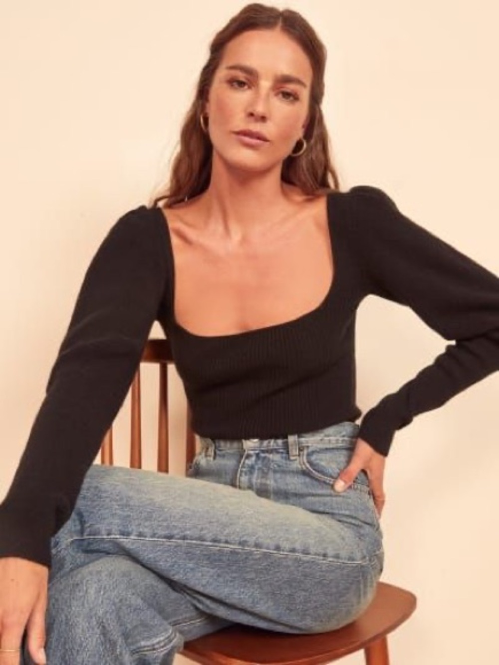 Reformation Piazza Cashmere Black Ribbed Sweater